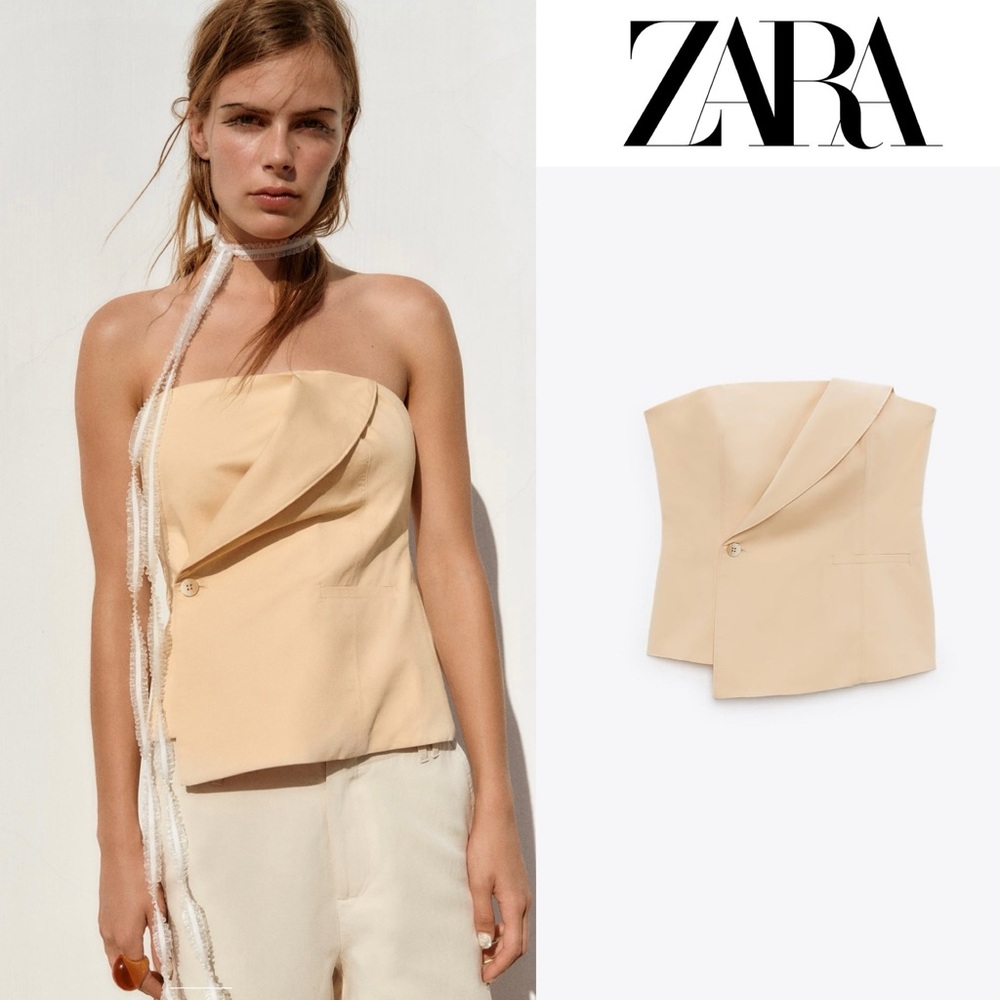 NWT ZARA STRAPLESS GABARDINE TOP